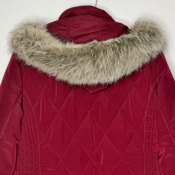 Croft & Barrow Women’s Coat Lg Maroon Parka Removable Hood Zip Snap Front - Picture 5 of 11